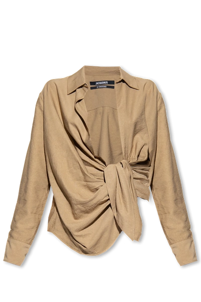 Shop Jacquemus Beige ‘bahia' Knotted Shirt In New