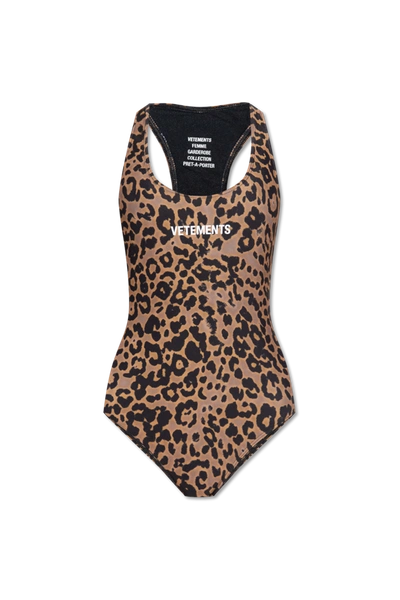 Shop Vetements Brown One-piece Swimsuit In New