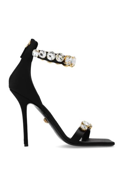 Shop Versace Black Heeled Sandals In New