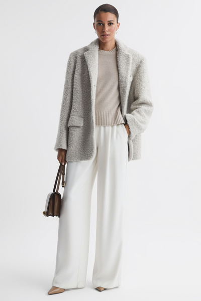Shop Meotine Wool Single Breasted Coat In Grey
