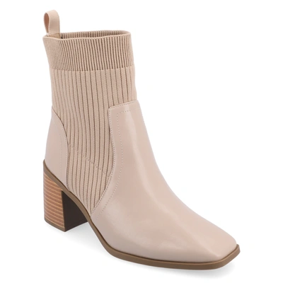Journee Collection Womens Harlowe Stacked Heel Booties In Beige