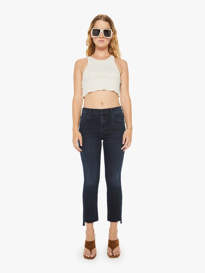 Shop Mother Petites The Lil' Insider Crop Step Fray Night In Venice Jeans In Black