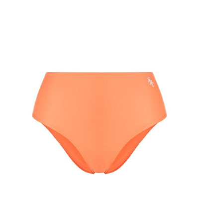 Shop Sporty And Rich Sporty & Rich Logo Printed Bikini Bottom In Orange
