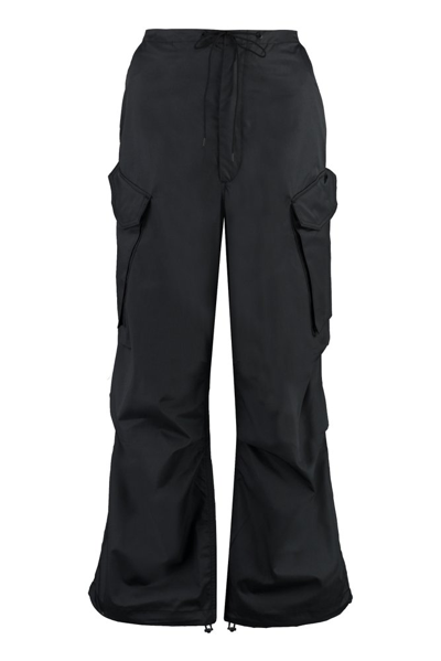 Shop Agolde Drawstring Cargo Trousers In Black
