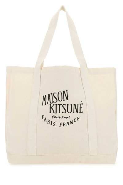 Shop Maison Kitsuné Palais Royal Shopping Bag In Beige