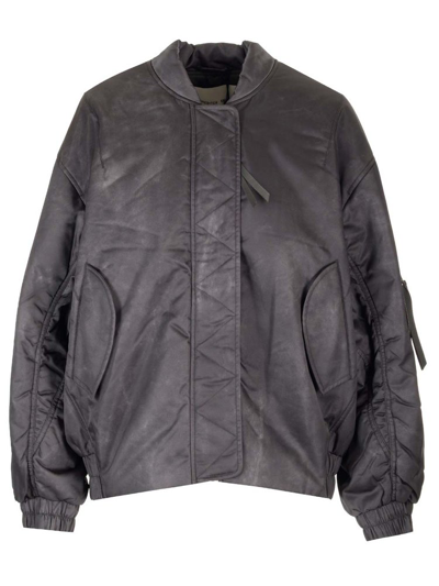 Shop Agolde X Shoreditch Ski Club Bomber Jacket In Grey