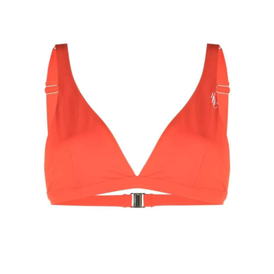 Shop Sporty And Rich Sporty & Rich Logo Printed Triangle Cup Bikini Top In Orange