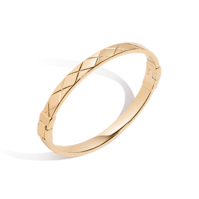 Aurate New York Quilted Gold Hinged Bracelet In Rose