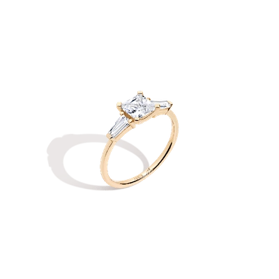 Aurate New York Princess Cut Tapered Baguette Diamond Ring In Rose