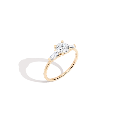 Aurate New York Round Diamond Tapered Baguette Diamond Ring In Rose