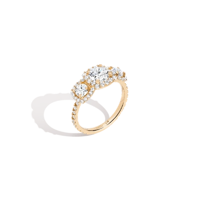 Shop Aurate New York Pavé Round Tri-diamond Ring In Rose