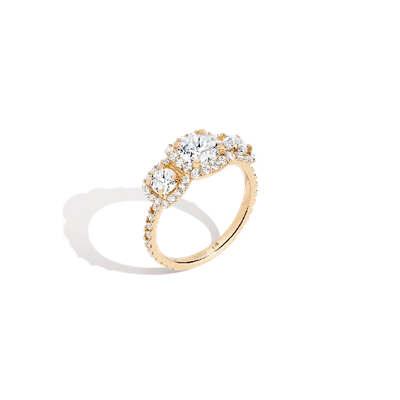 Aurate New York Pavé Round Tri-diamond Ring In Rose