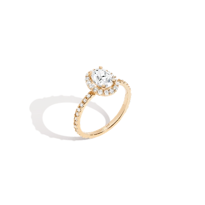 Shop Aurate New York Pavé Oval-cut Halo Diamond Ring In Rose
