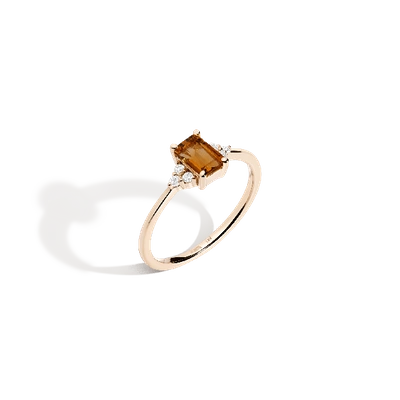 Aurate New York Vintage-inspired Emerald Cut Ring - Citrine In White