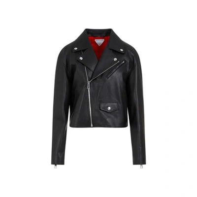 Shop Bottega Veneta Leather Biker Jacket In Black