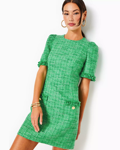 Shop Lilly Pulitzer Ryner Boucle Tweed Shift Dress In Kelly Green Palm Beach Boucle