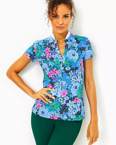 Shop Lilly Pulitzer Upf 50+ Luxletic Frida Polo In Multi Soiree All Day