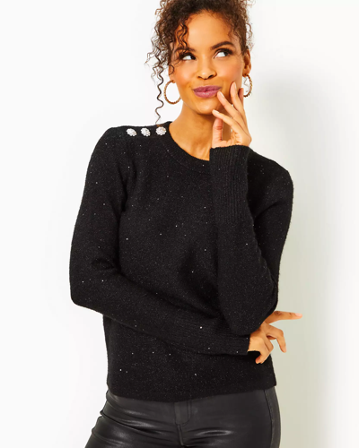 Shop Lilly Pulitzer Morgen Sequin Sweater In Black Metallic