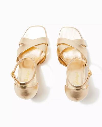 Shop Lilly Pulitzer Kendall Leather Sandal In Gold Metallic
