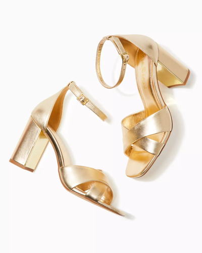 Shop Lilly Pulitzer Kendall Leather Sandal In Gold Metallic