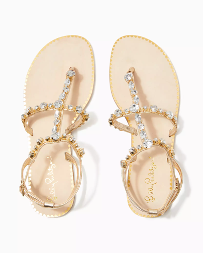 Shop Lilly Pulitzer Abbi Leather Sandal In Gold Metallic