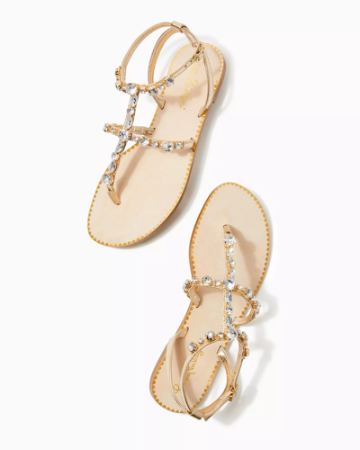 Shop Lilly Pulitzer Abbi Leather Sandal In Gold Metallic