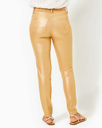 Shop Lilly Pulitzer 29" Eagan High Rise Skinny Jean In Gold Metallic