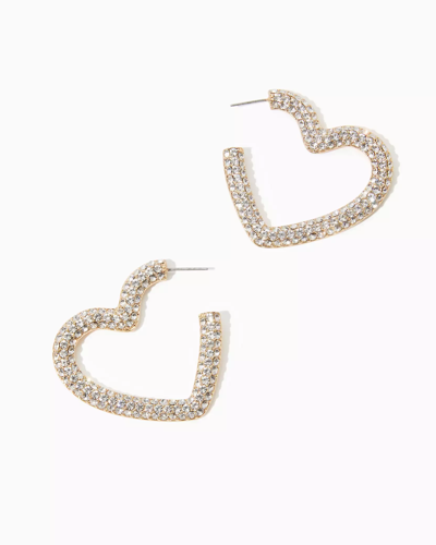 Shop Lilly Pulitzer Heartbreak Hoop Earrings In Gold Metallic