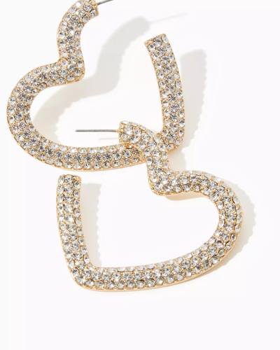 Shop Lilly Pulitzer Heartbreak Hoop Earrings In Gold Metallic