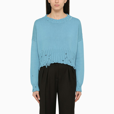 Shop Marni Blue Jersey With Wear Details