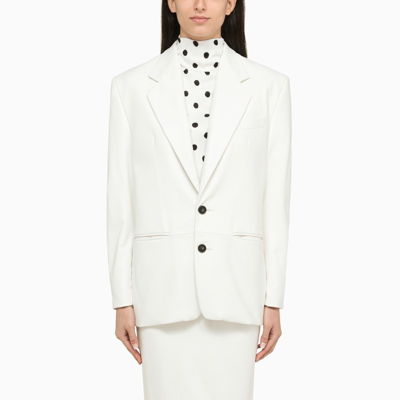 Shop Marni | White Single-breasted Leather Jacket