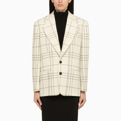 Shop Marni | Cream Single-breasted Jacket With Check Motif In White