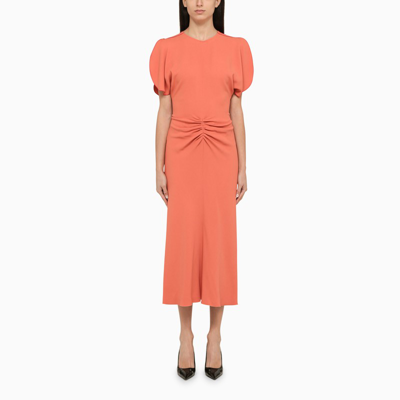 Shop Victoria Beckham | Papaya Viscose Midi Dress In Orange