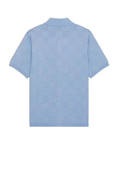Shop Saturdays Surf Nyc Kenneth Checkerboard Knit Short Sleeve Shirt In Forever Blue