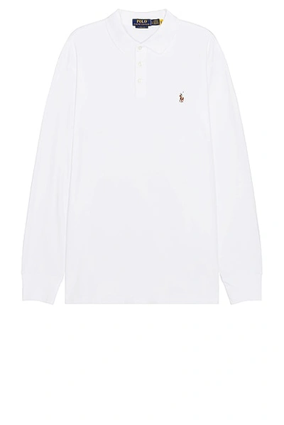 Shop Polo Ralph Lauren Pima Long Sleeve Polo In White