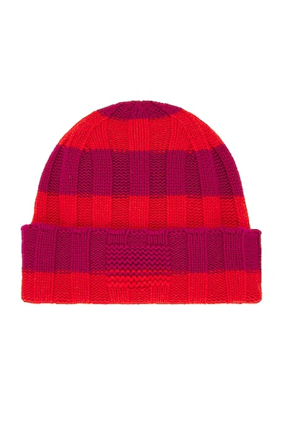 Shop Guest In Residence The Rib Stripe Hat In Magenta & Cherry