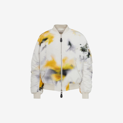 Shop Alexander Mcqueen Obscured Flower Bomber Jacket In White/yellow