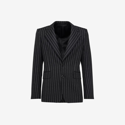Shop Alexander Mcqueen Neat Shoulder Single-breasted Jacket In Black/white