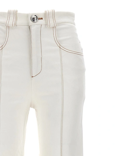 Shop Giambattista Valli Feather Jeans In White