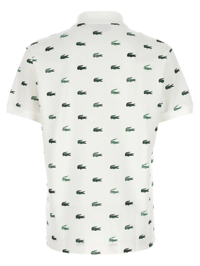 Shop Lacoste Logo Print Polo Shirt In White