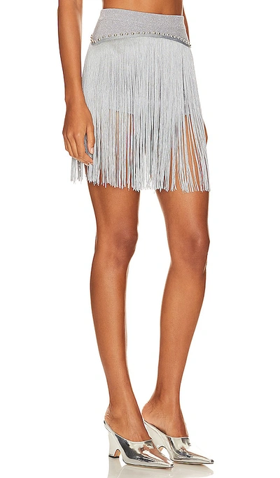 Shop Understated Leather Satine Knitted Fringe Shorts In Metallic Silver
