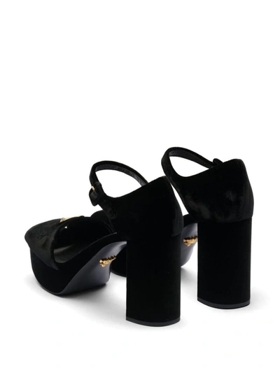 Shop Prada 95mm Velvet Platform Sandals In Nero
