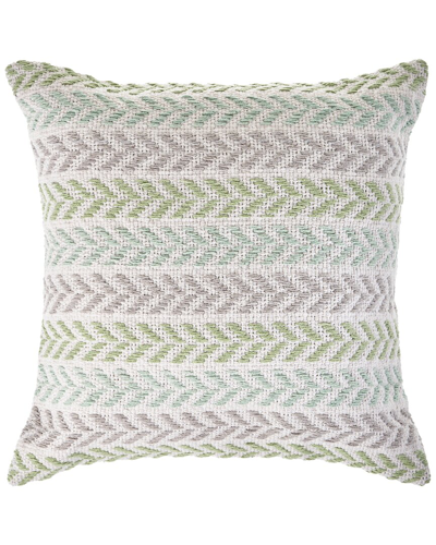 Lr Home Sofie Woven Chevron Striped Green & Grey Decorative Pillow In Green