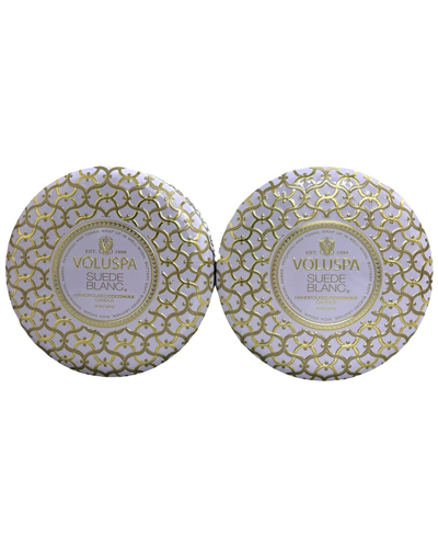 Shop Voluspa Pack Of 2 12oz Suede Blanc 3-wick Tin Candles