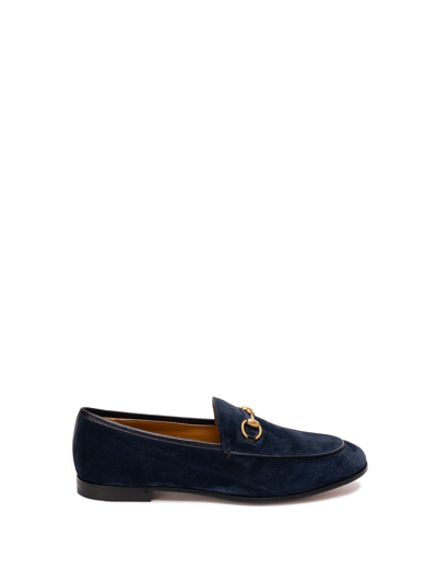 Shop Gucci Jordaan` Leather Loafers In Blue