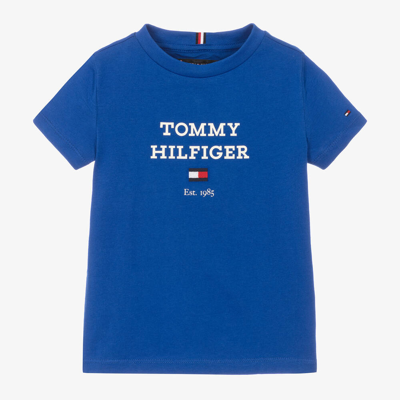 Shop Tommy Hilfiger Boys Blue Cotton T-shirt
