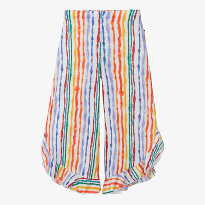 Shop Molo Teen Girls Rainbow Stripe Beach Trousers In White