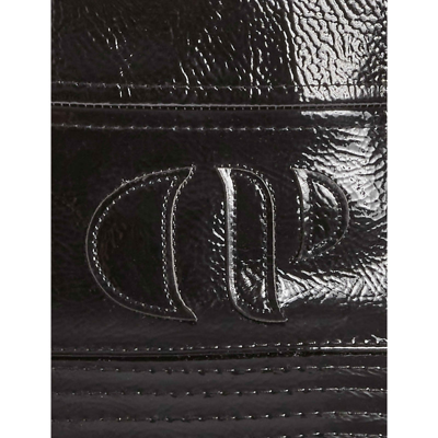 Shop Claudie Pierlot Womens Noir / Gris Abob Logo-embroidered Faux-leather Bucket Hat