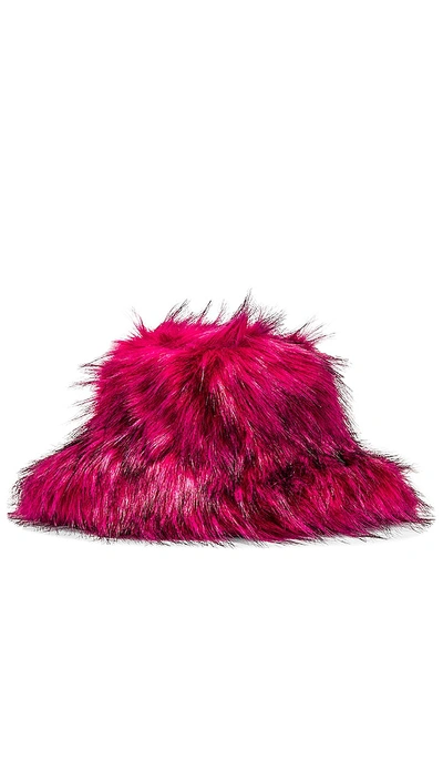 Shop Adrienne Landau Faux Racoon Hat In Fuchsia