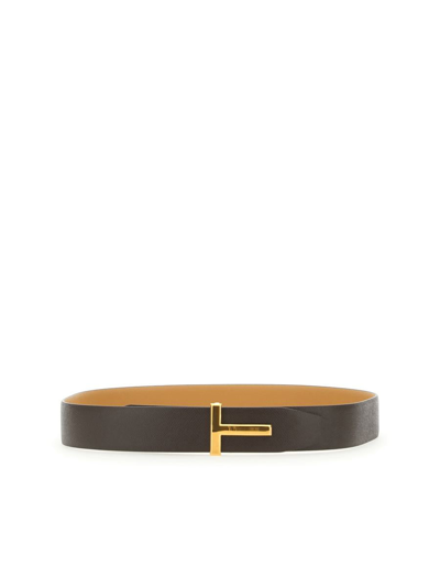 Shop Tom Ford Belts In Chocolate Almond